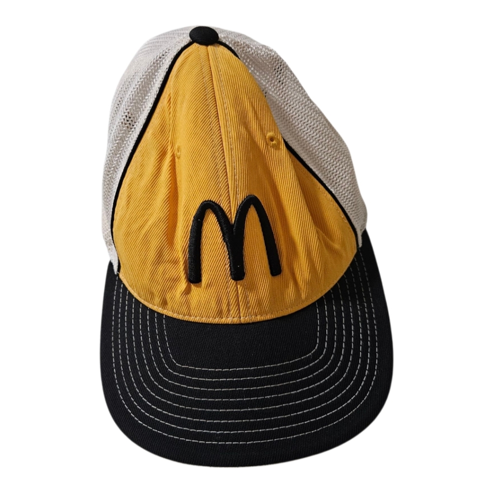McDonald's Employee Trucker Hat Yellow Black Mesh Snapback Pacific Headwear S/M
